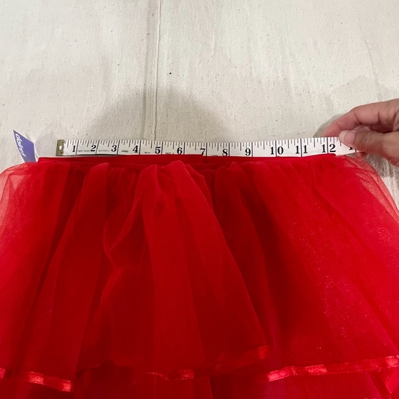 NWT Claire’s Cherry Red Tule Mini Skirt with Ribbon Hemlines - Picture 12 of 13